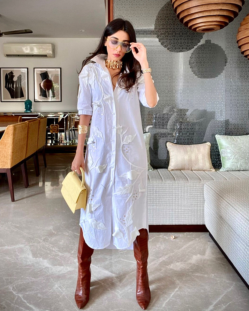 ALOHA 3D Appliqué Shirt-Dress