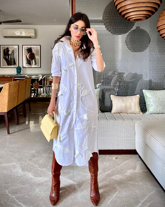 ALOHA 3D Appliqué Shirt-Dress